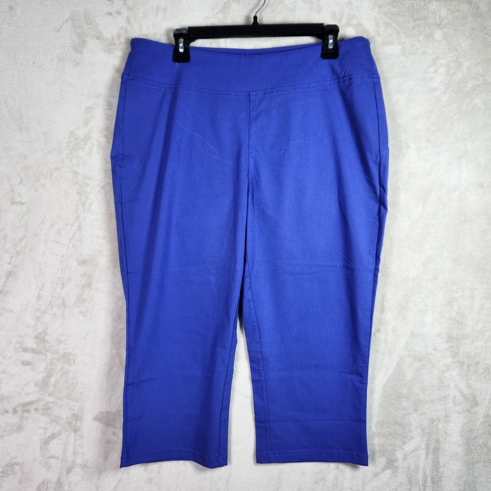 Belle by Kim Gravel Capris Womens 16 Tall Blue Glass Citi Twill Pants A601132